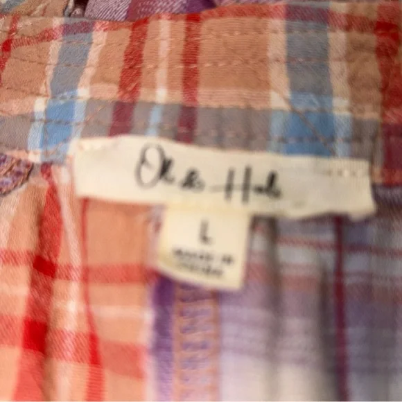 Oli & Hali large loose fit distressed style Mixed Plaid wide leg jumpsuit romper - Picture 2 of 11